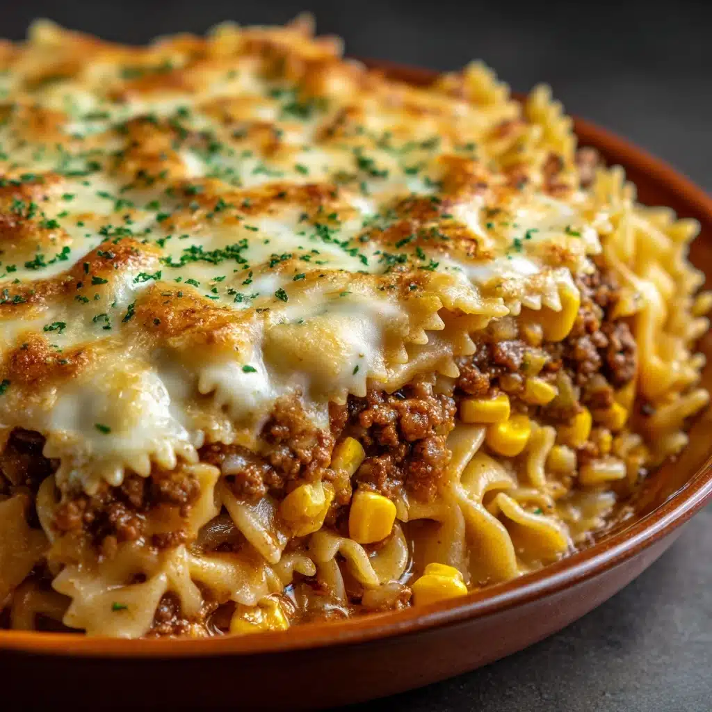 Garlic Butter Ranch Beef and Roasted Corn Bowtie Casserole Recipe - Recipe Image