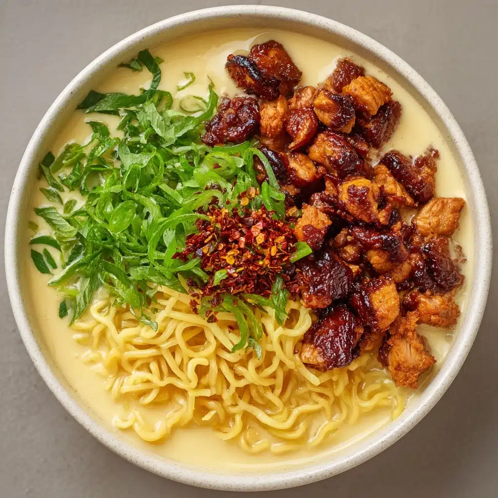 Fiery Chicken Ramen with Creamy Garlic Sauce Recipe - Recipe Image