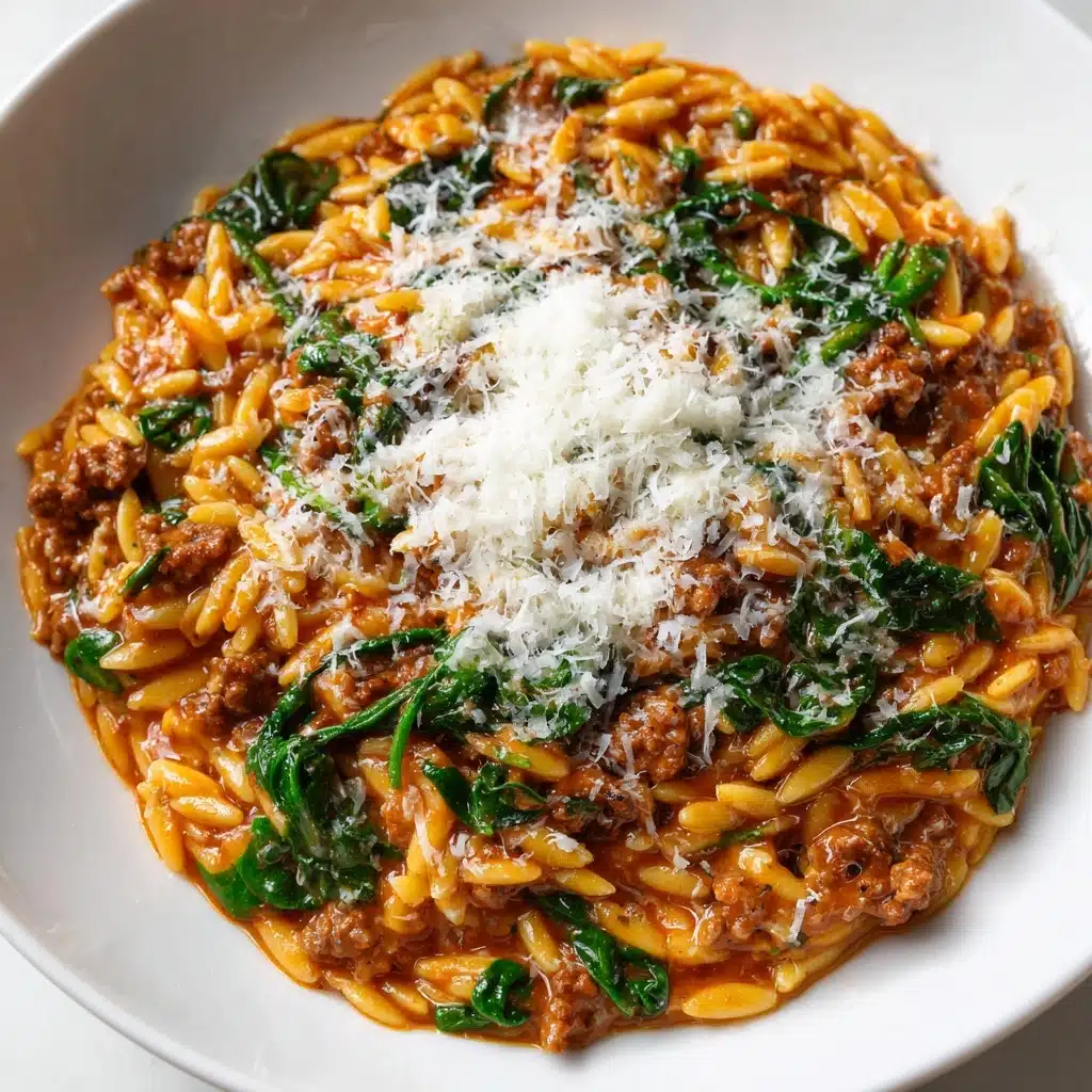 Ground Beef Orzo with Tomato Cream Sauce Recipe - Recipe Image