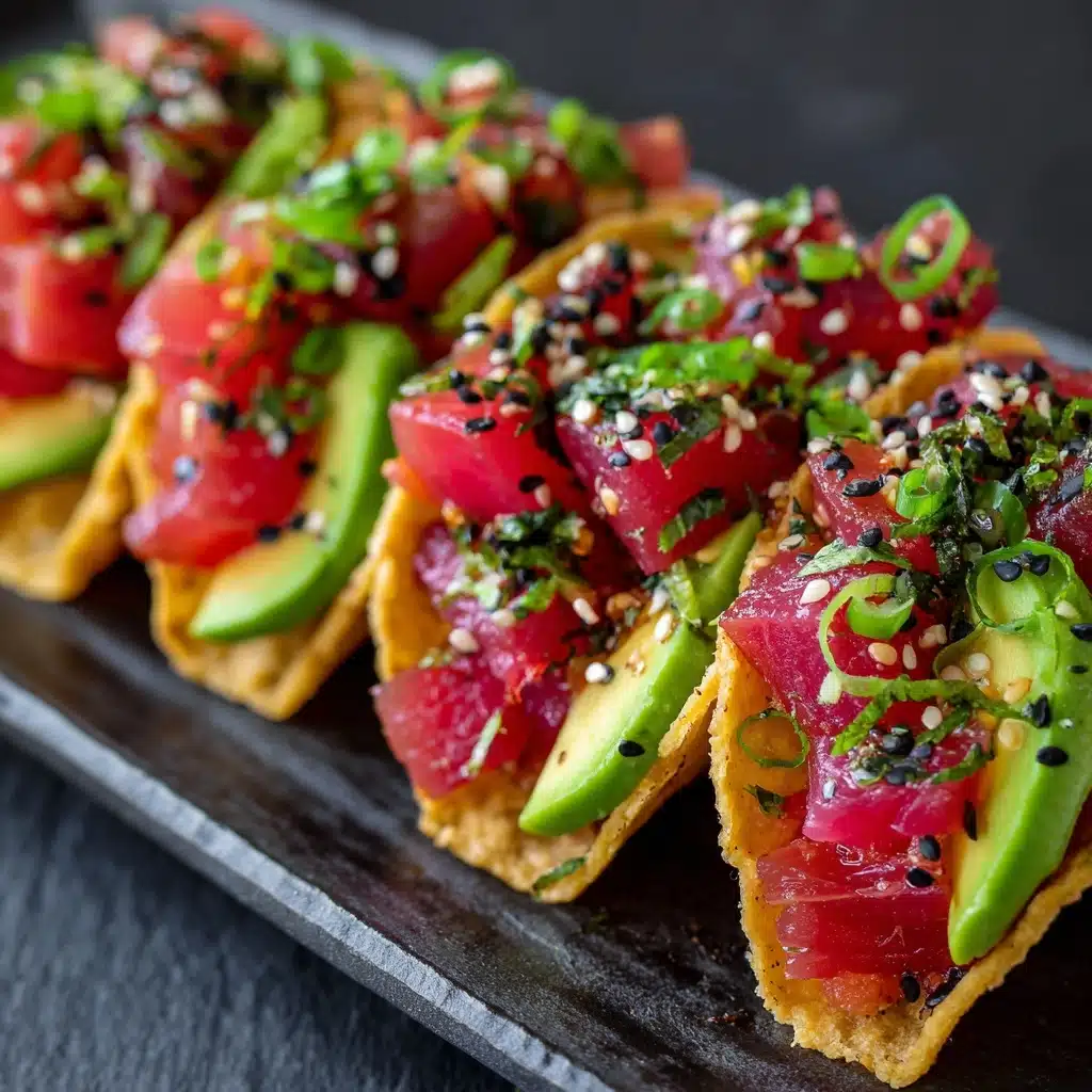 Spicy Tuna Tartare Wonton Tacos Recipe - Recipe Image