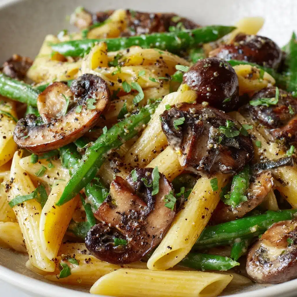 Creamy Mushroom and Asparagus Chicken Penne Recipe - Recipe Image