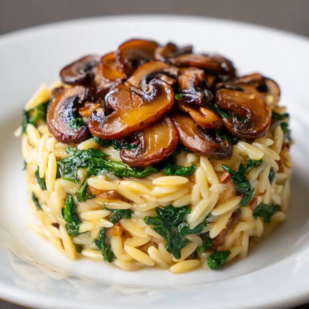 Easy Orzo Pasta with Mushrooms & Spinach : Comforting Dish Recipe - Recipe Image