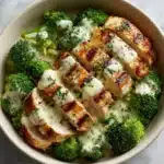 Grilled Chicken & Broccoli Bowls with Creamy Garlic Sauce Recipe