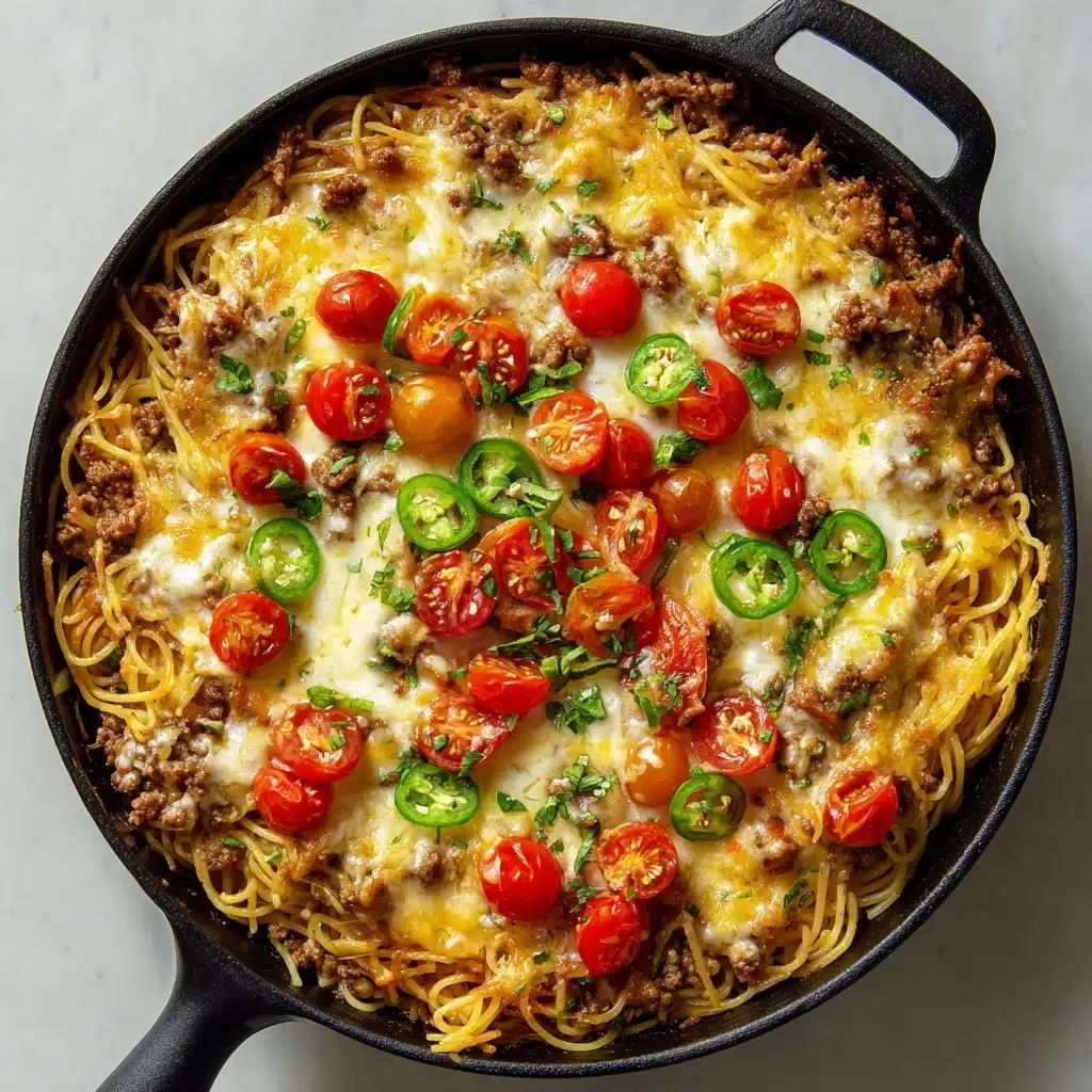 Cheesy Taco Salsa Spaghetti Bake Recipe