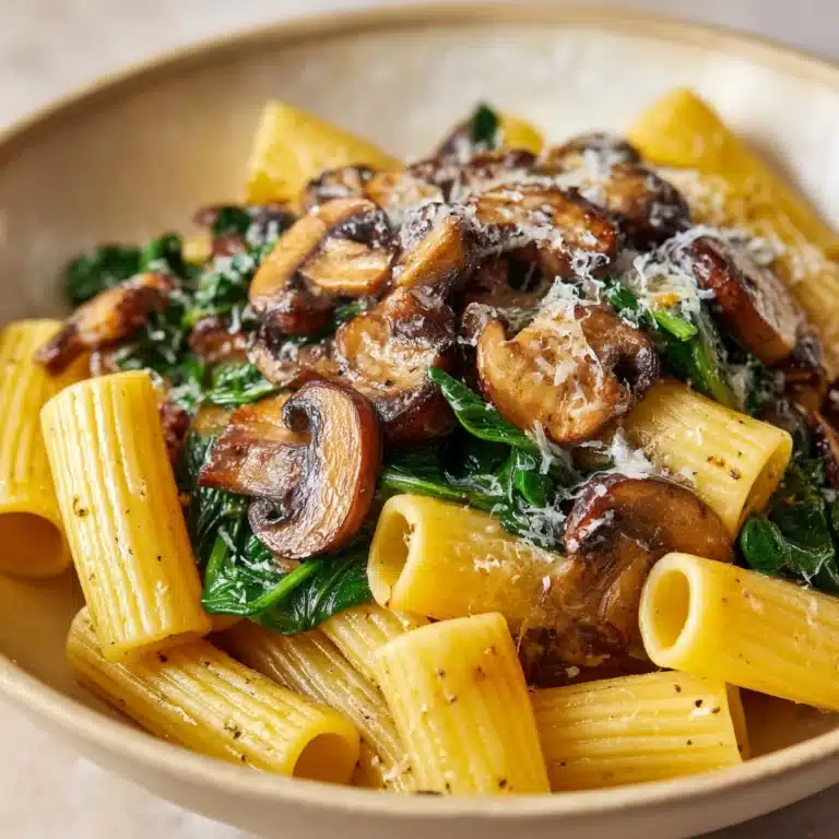 Creamy Parmesan Spinach Mushroom Pasta Recipe