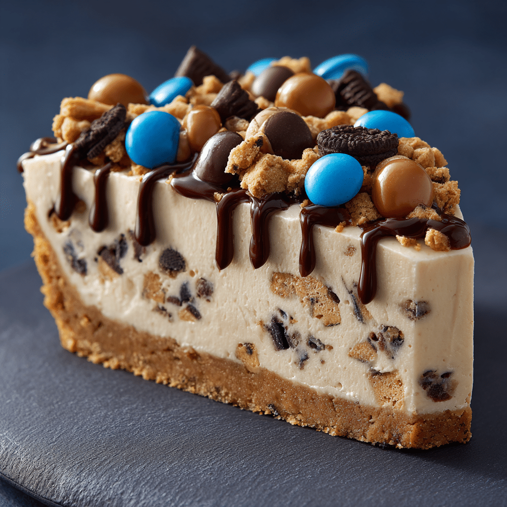 Monster Cookie Peanut Butter Cheesecake Pie Recipe - Recipe Image