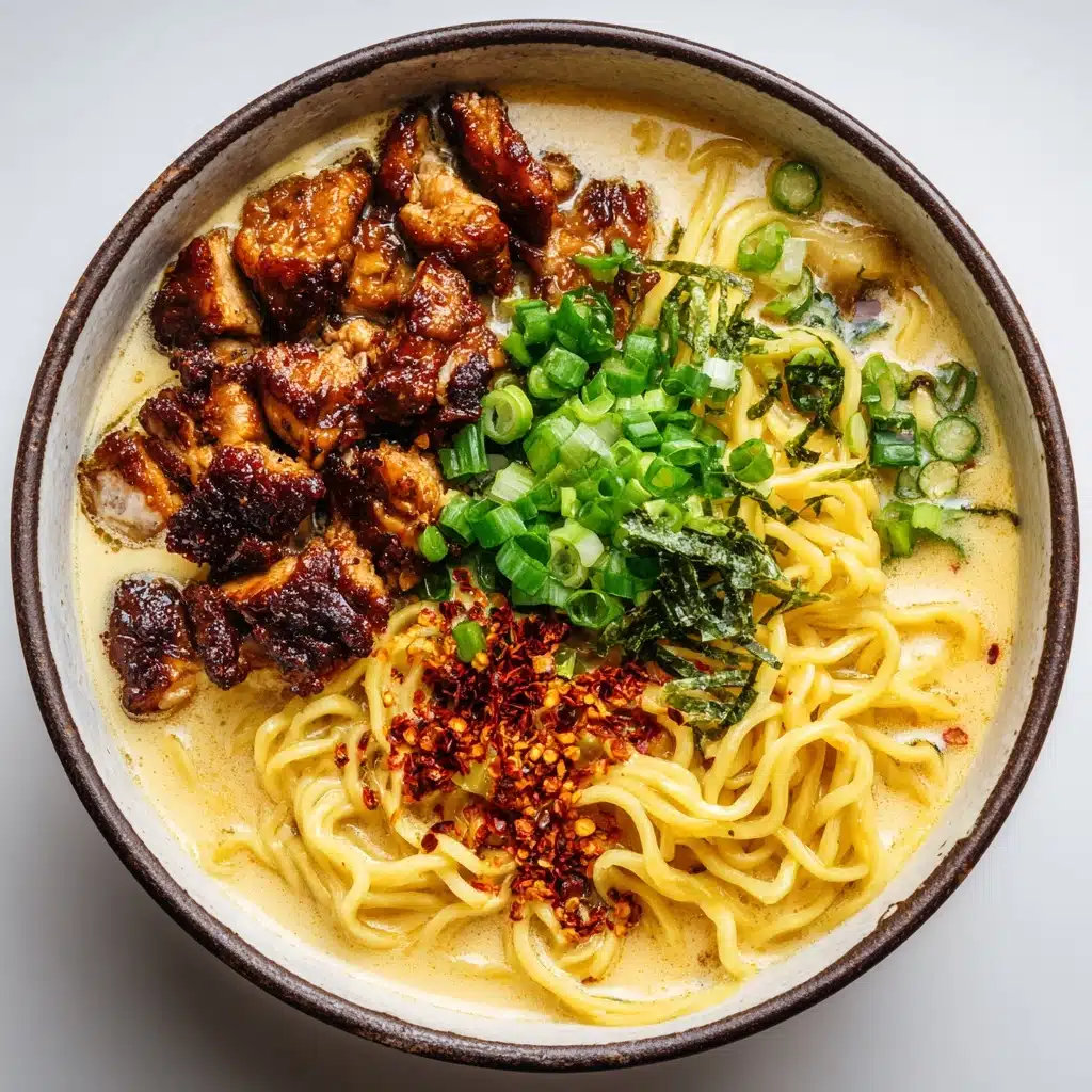 Fiery Chicken Ramen with Creamy Garlic Sauce Recipe