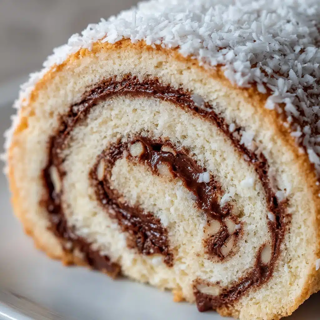 German Chocolate Coconut Pecan Roll Cake Recipe