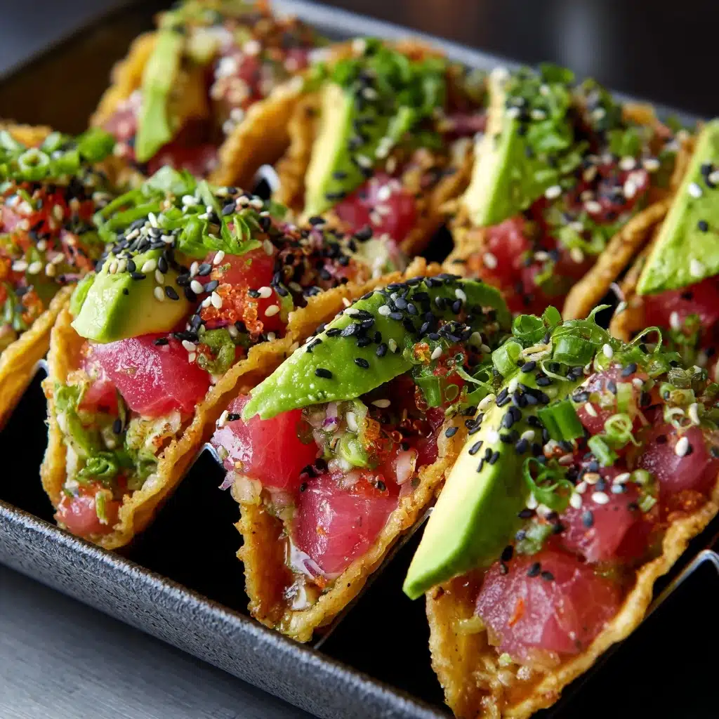 Spicy Tuna Tartare Wonton Tacos Recipe - Recipe Image