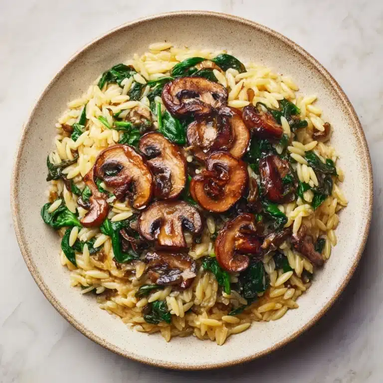 Easy Orzo Pasta with Mushrooms & Spinach : Comforting Dish Recipe