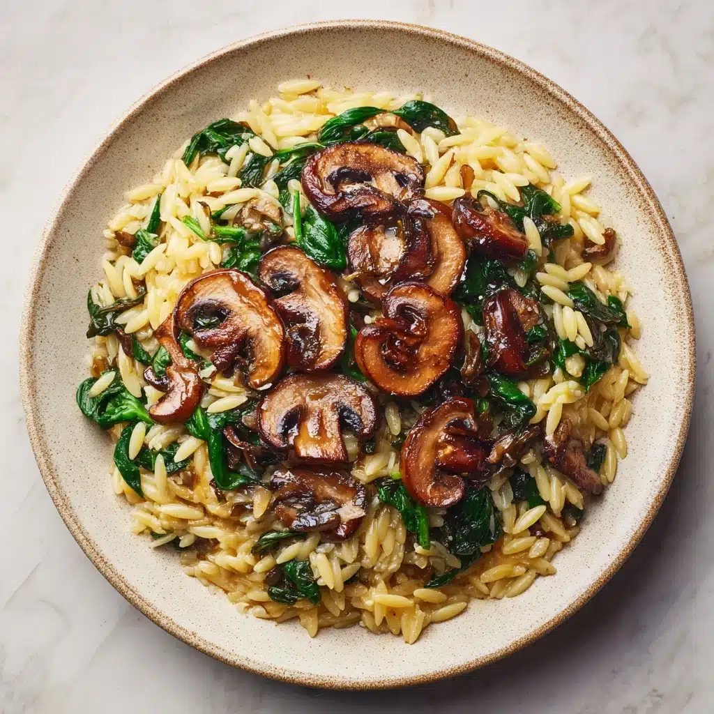 Easy Orzo Pasta with Mushrooms & Spinach : Comforting Dish Recipe - Recipe Image