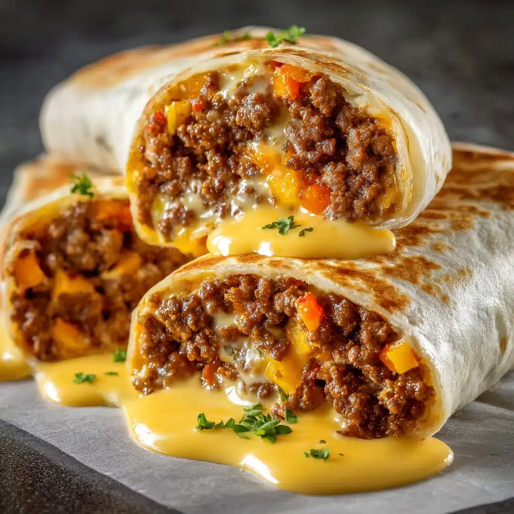 Cheesy Ground Beef Delight Wrap with Creamy Sauce Recipe - Recipe Image