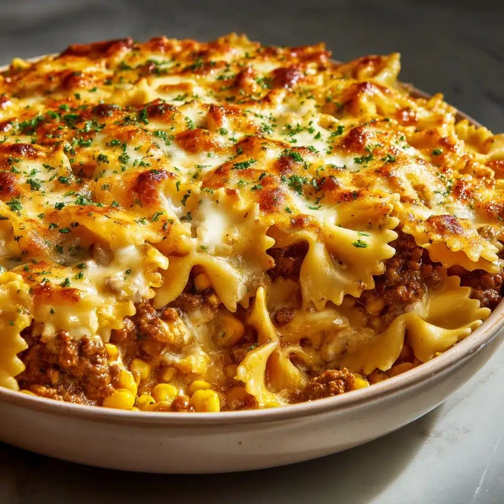 Garlic Butter Ranch Beef and Roasted Corn Bowtie Casserole Recipe - Recipe Image