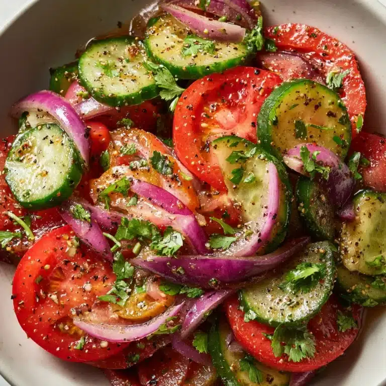 Fresh & Tangy Marinated Cucumber, Onion, and Tomato Salad Recipe