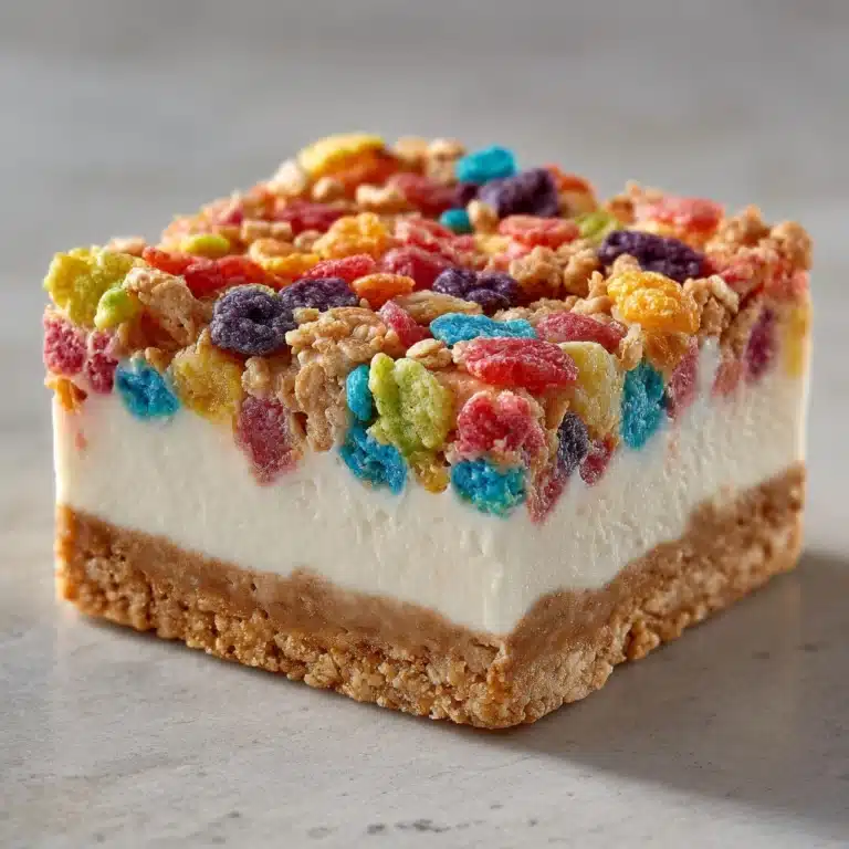 Fruity Pebbles Cookie Cheesecake Bars Recipe