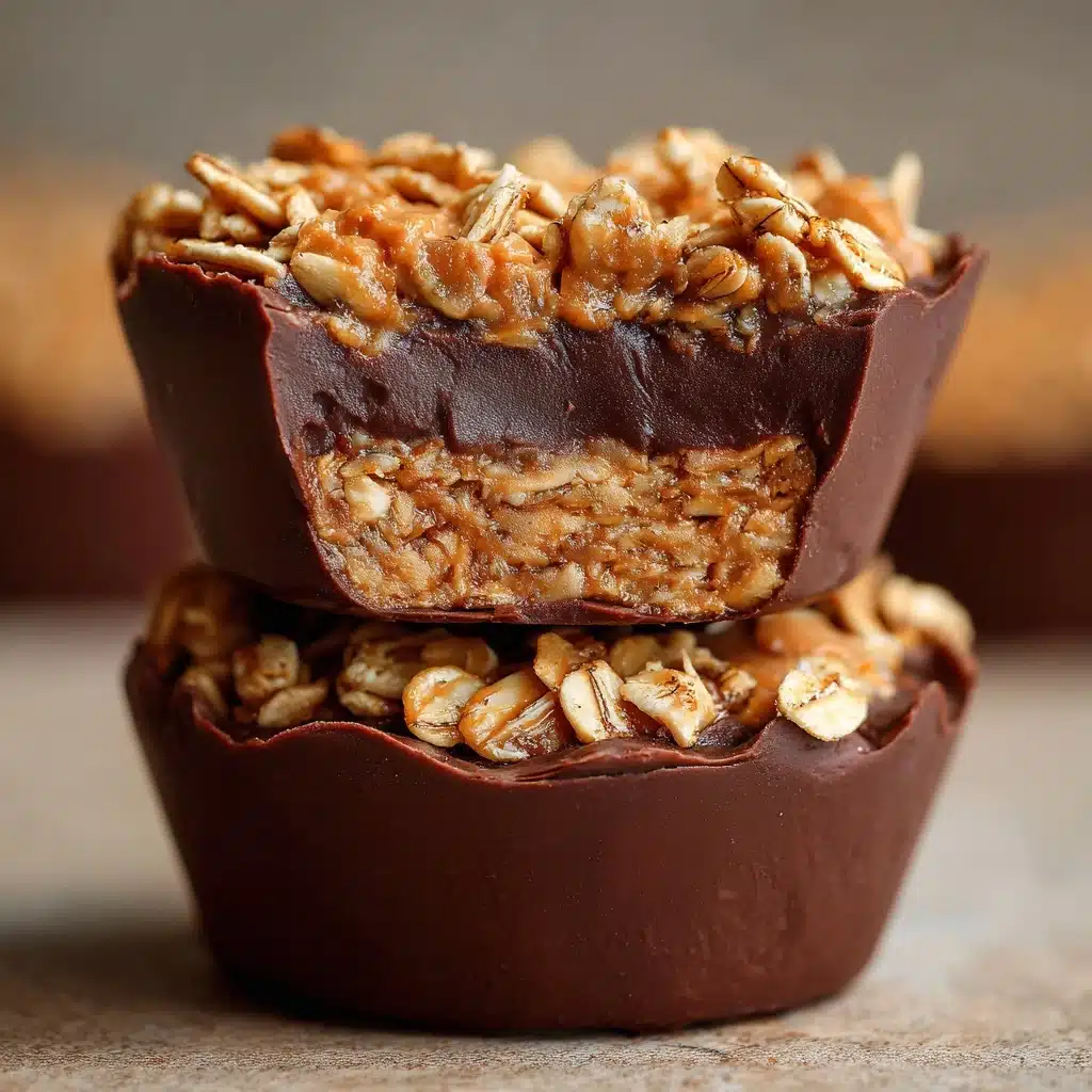 Easy No-Bake Peanut Butter Oat Cups with a Chocolate Topping Recipe - Recipe Image