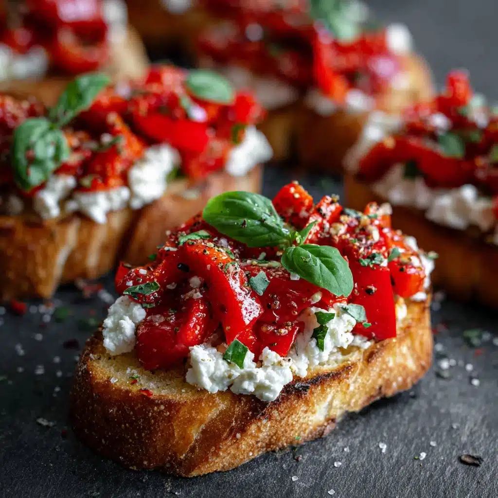 Roasted Red Pepper and Feta Bruschetta Recipe - Recipe Image