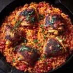 One Pan Tomato Basil Chicken and Rice Recipe