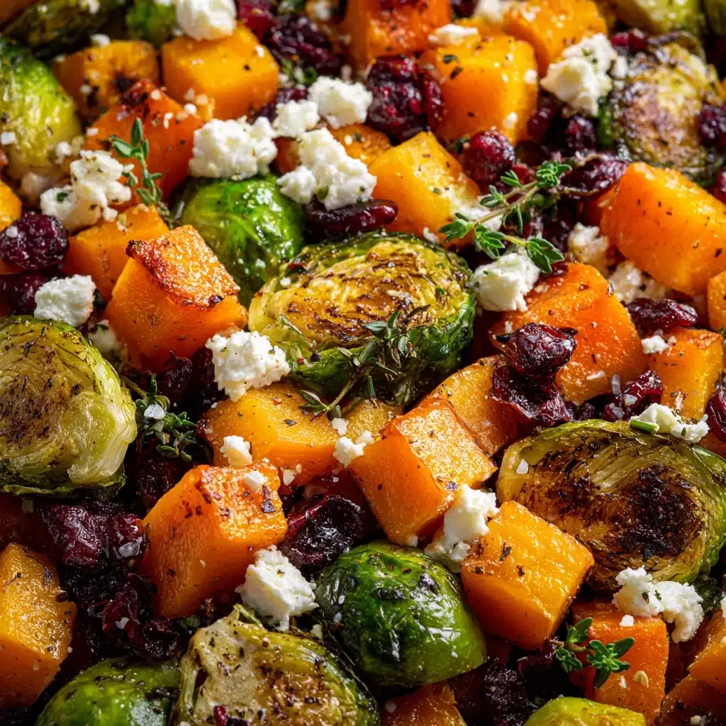 Cranberry-Glazed Roasted Butternut Squash, Brussels Sprouts Recipe - Recipe Image