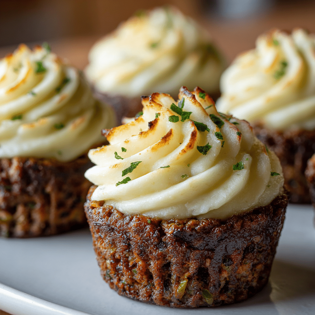 Meatloaf Cupcakes with Whipped Potato Topping Recipe - Recipe Image