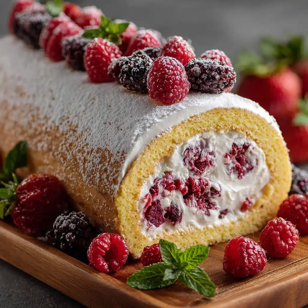 Raspberry Cream Roll Cake Recipe - Recipe Image