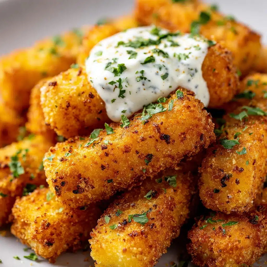 Crispy Veggie Potato Sticks with Cheese Sauce Recipe - Recipe Image