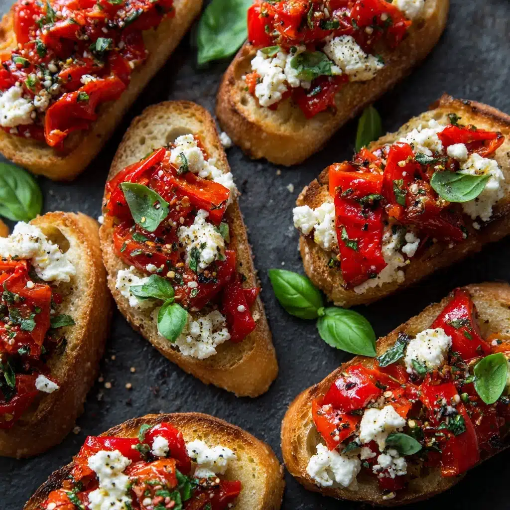 Roasted Red Pepper and Feta Bruschetta Recipe - Recipe Image