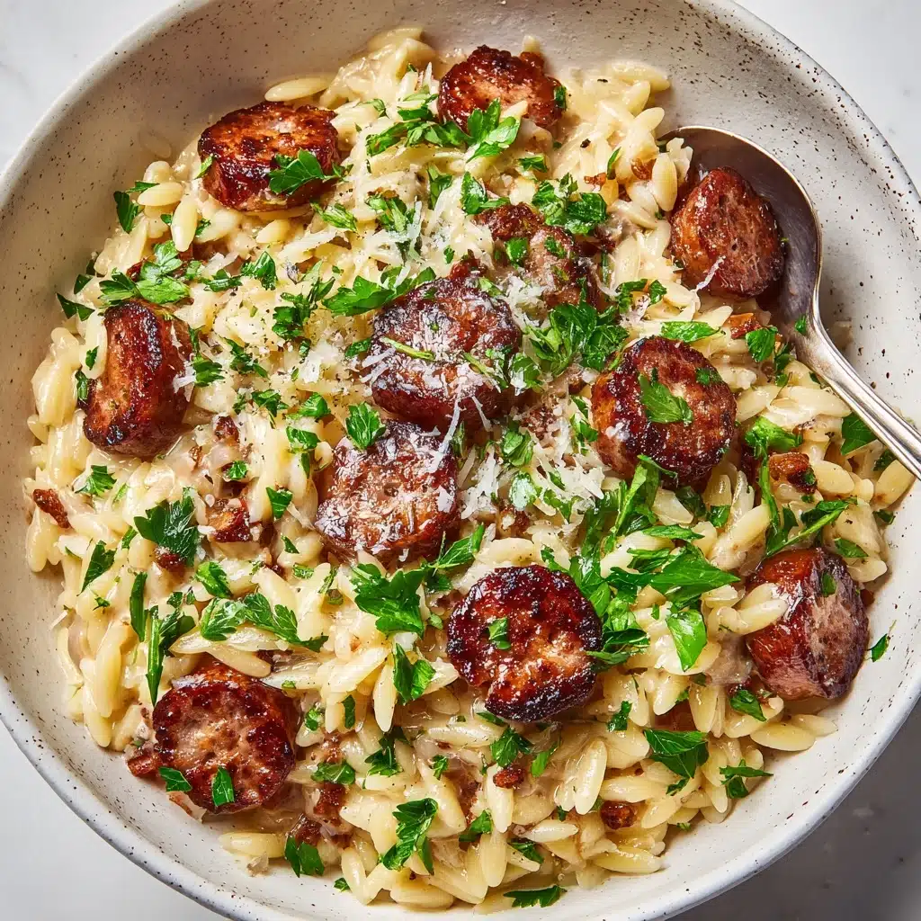 Creamy Chicken Sausage Orzo Recipe - Recipe Image