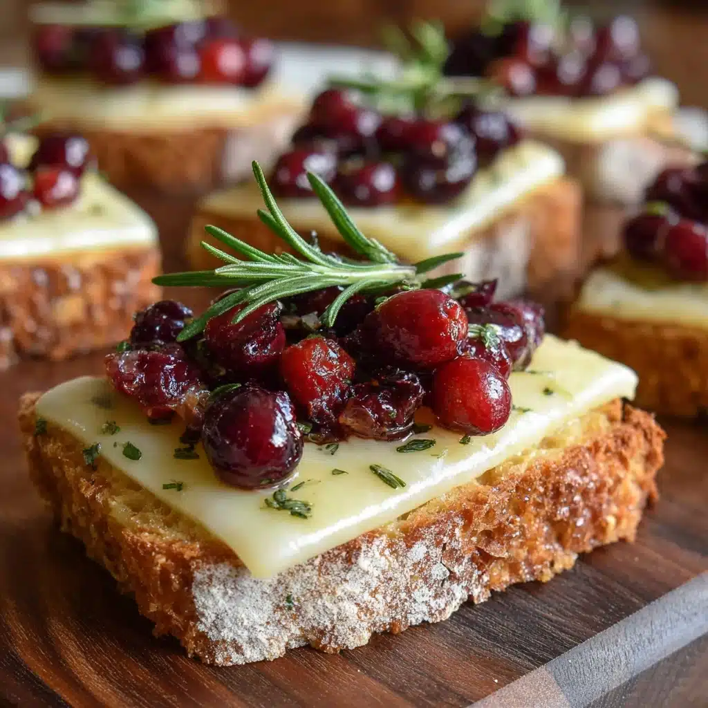 Crispy Crostini with Balsamic Roasted Cranberries and Creamy Brie Recipe - Recipe Image