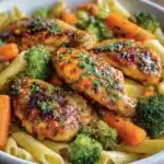 Honey Garlic Chicken with Roasted Veggie Penne Recipe