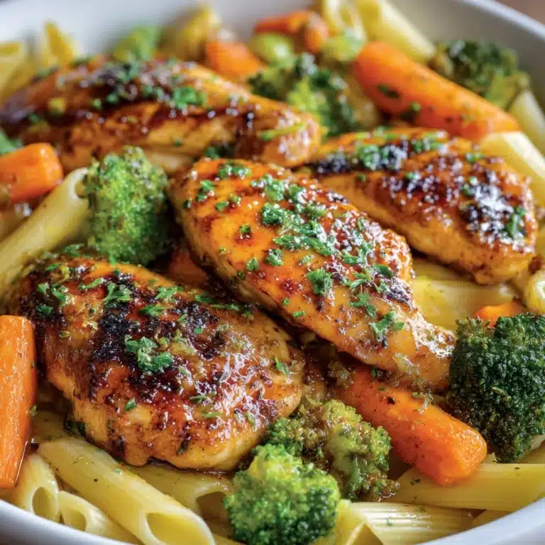 Honey Garlic Chicken with Roasted Veggie Penne Recipe