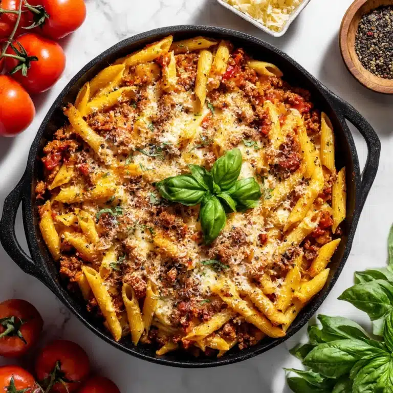 Cheesy Penne with Ground Beef Recipe