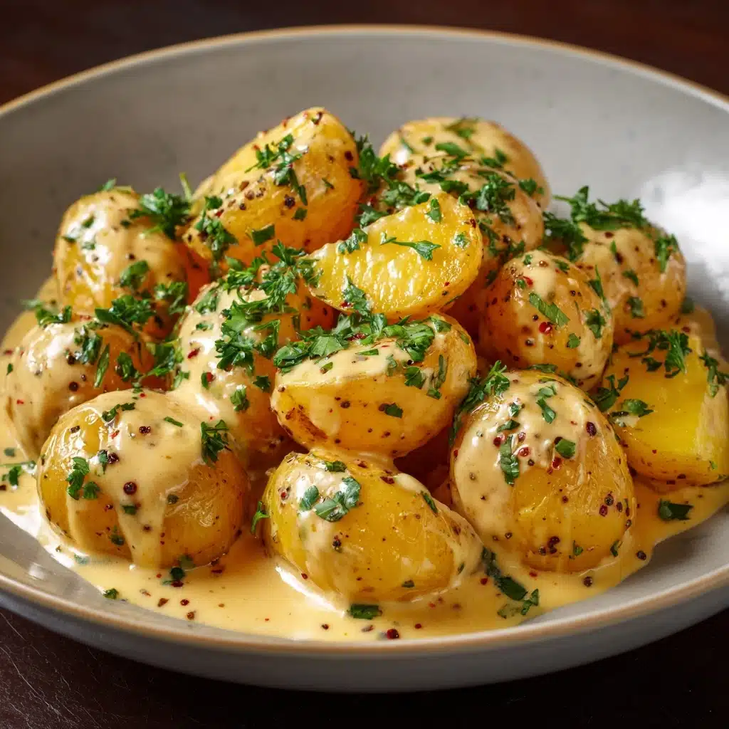 Creamy Garlic Sauce Baby Potatoes Recipe