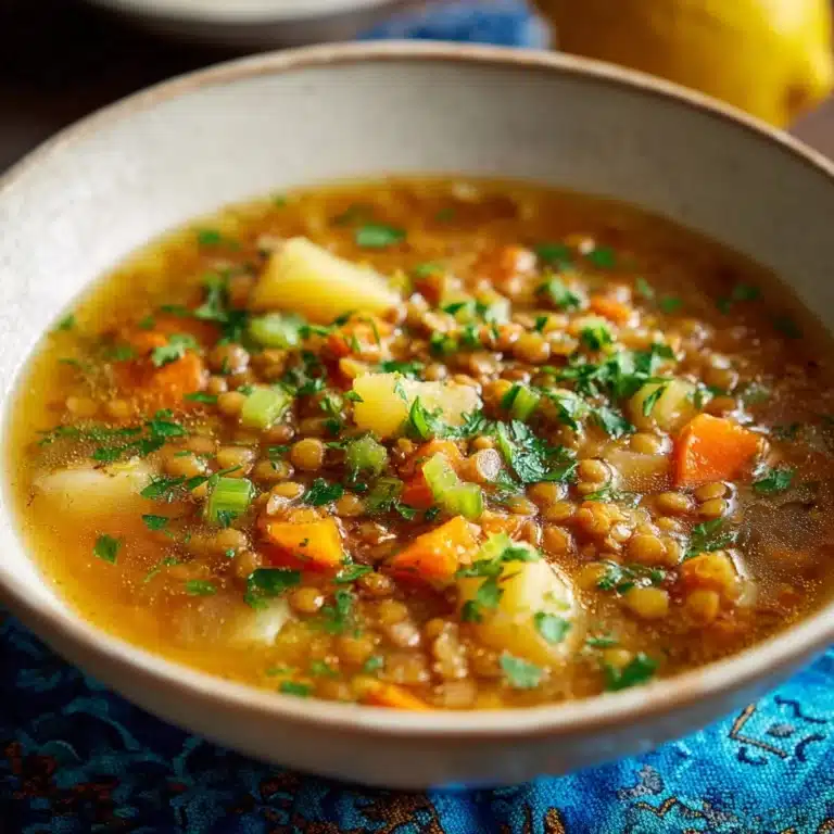 Lentil and Bulgur Soup with Lemon and Parsley Recipe