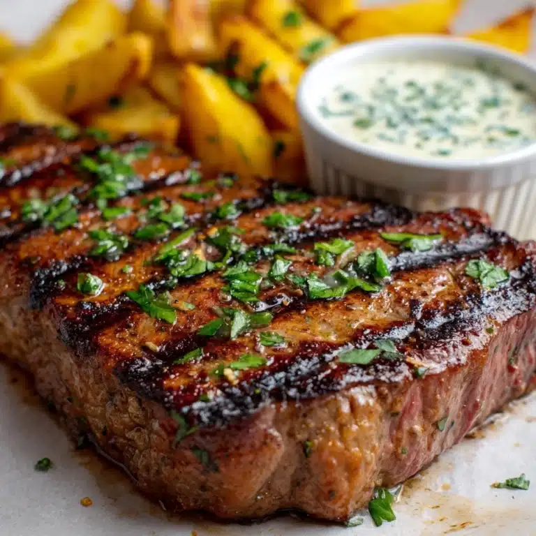 Tremendous Ribeye Steak with French Onions and French Fries Feast Recipe