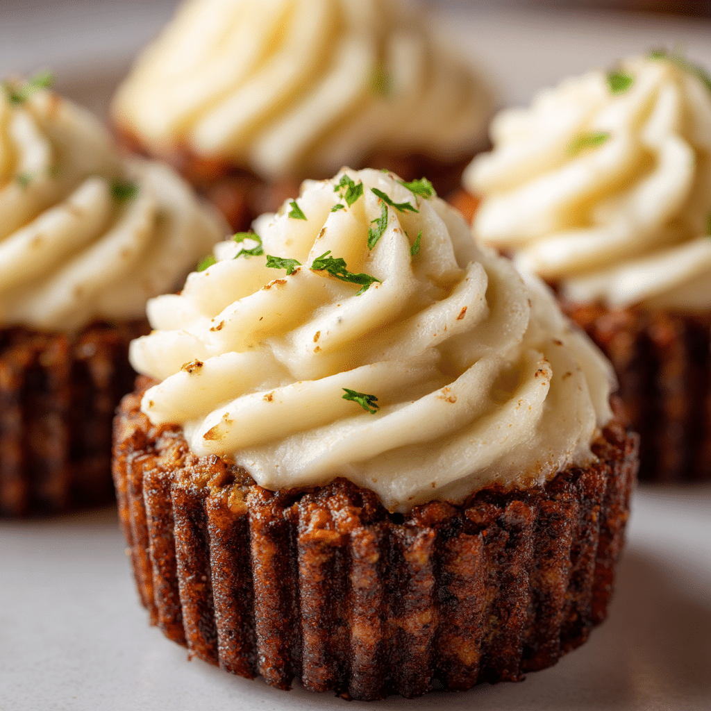 Meatloaf Cupcakes with Whipped Potato Topping Recipe - Recipe Image