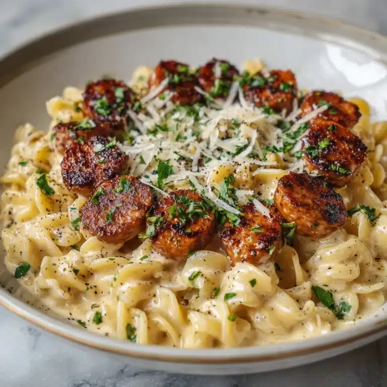 Garlic Butter Sausage Bites with Pasta Recipe
