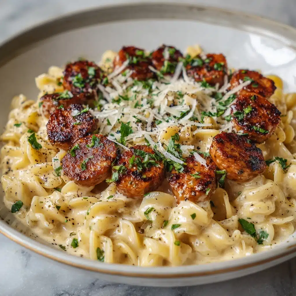 Garlic Butter Sausage Bites with Pasta Recipe