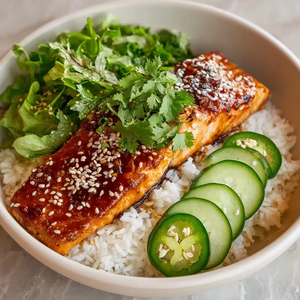 Crunchy Brown Rice Salmon Bowls with Herbed Tahini Dressing Recipe