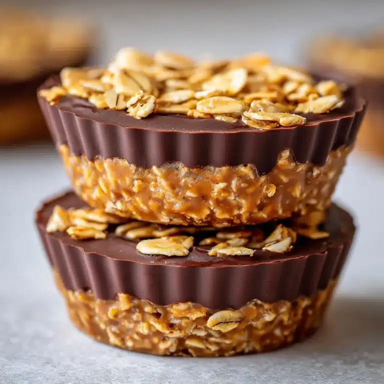 Easy No-Bake Peanut Butter Oat Cups with a Chocolate Topping Recipe