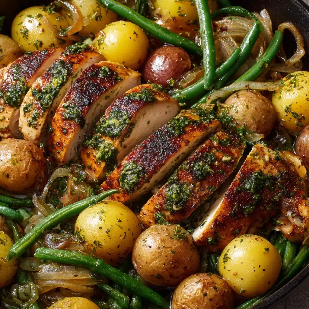One-Pan Garlic Herb Chicken with Potatoes & Green Beans Recipe - Recipe Image
