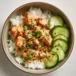 Crispy Rice Salmon Cucumber Salad with Creamy Asian Dressing Recipe