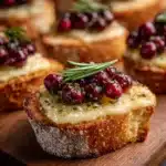 Crispy Crostini with Balsamic Roasted Cranberries and Creamy Brie Recipe