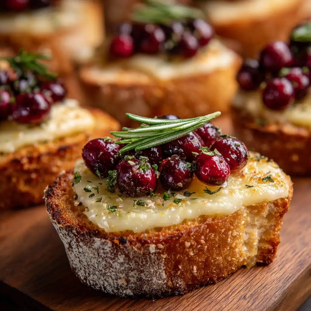 Crispy Crostini with Balsamic Roasted Cranberries and Creamy Brie Recipe - Recipe Image