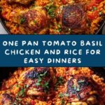 One Pan Tomato Basil Chicken and Rice Recipe