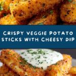 Crispy Veggie Potato Sticks with Cheese Sauce Recipe