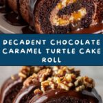 Gooey Chocolate Caramel Turtle Cake Roll Recipe