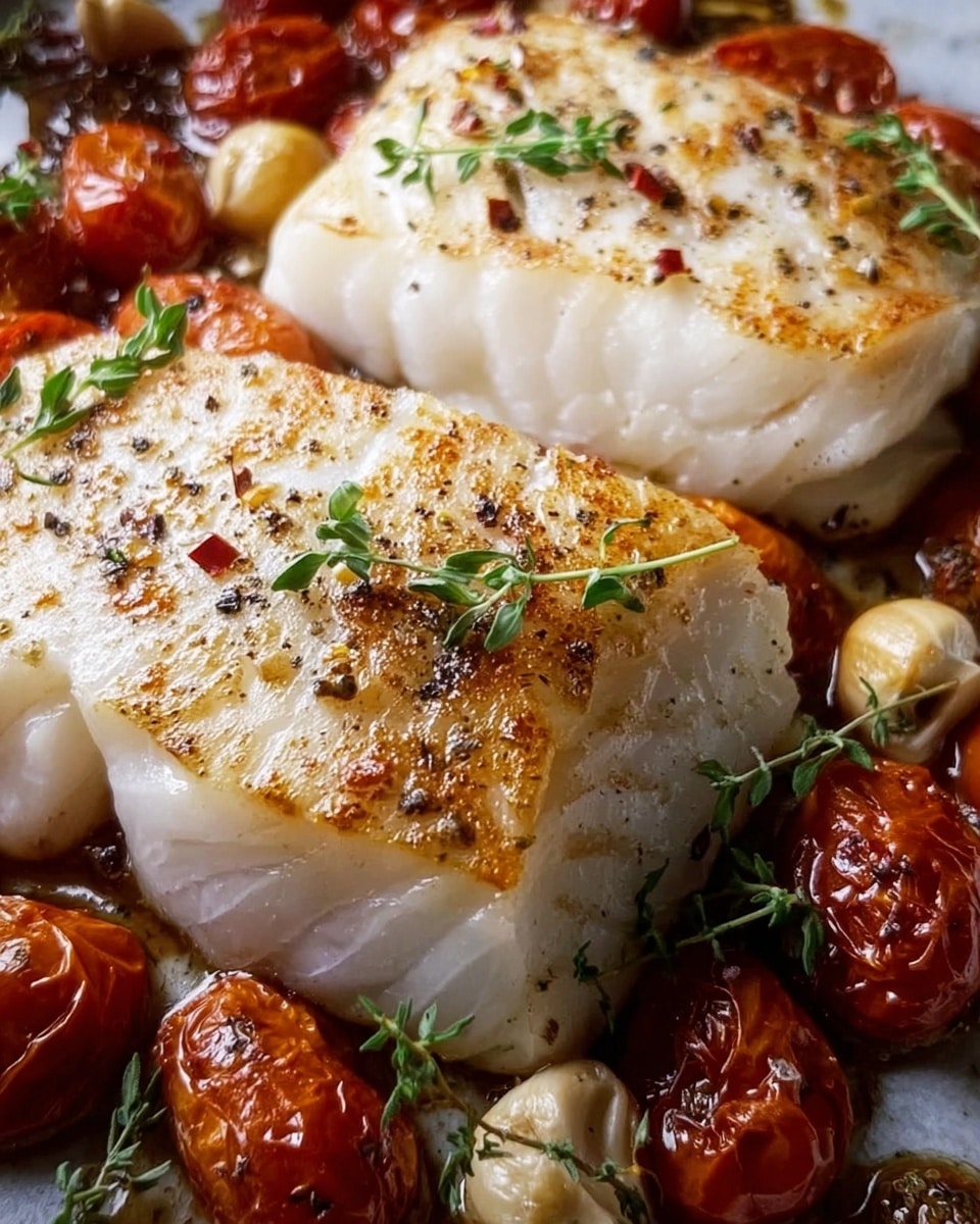 Baked Mediterranean Cod with Cherry Tomatoes Recipe - Recipe Image