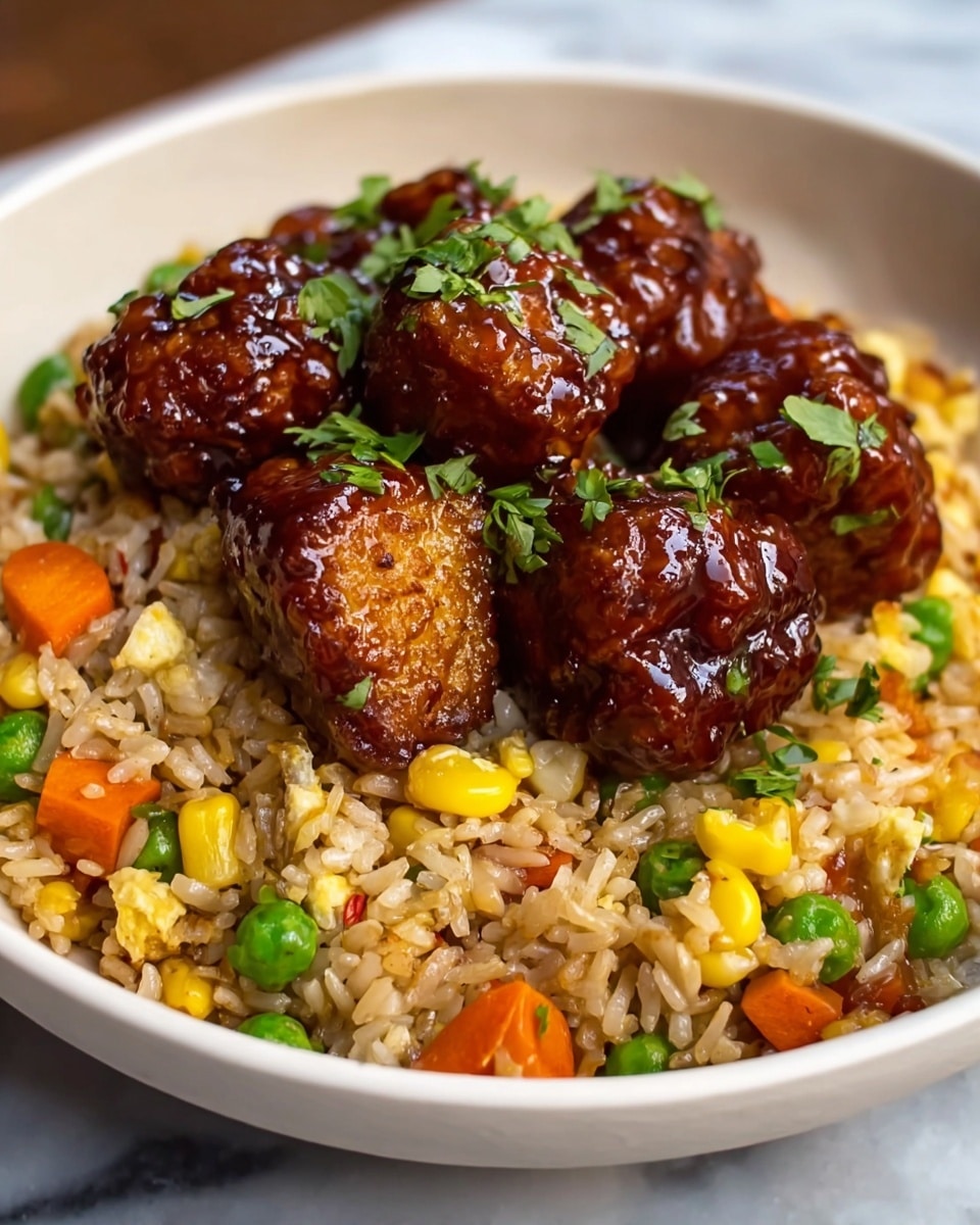 Crispy Saucy Chicken with Vegetable Fried Rice Recipe - Recipe Image