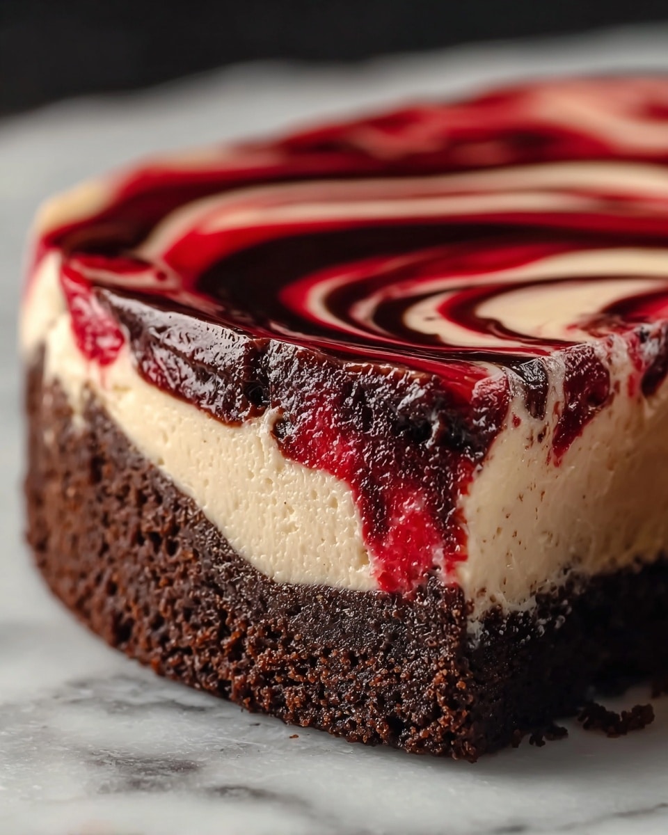Chocolate Strawberry Swirl Cheesecake Recipe - Recipe Image